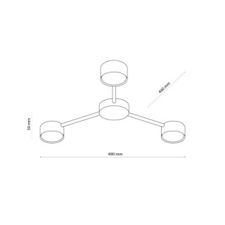 Plafonnier Avia 3 lumières – noir – en métal – style moderne