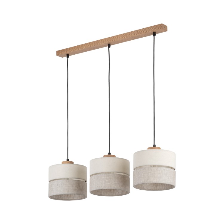 Suspension Eco 3 lumières – pin & noir – en bois – style scandinave