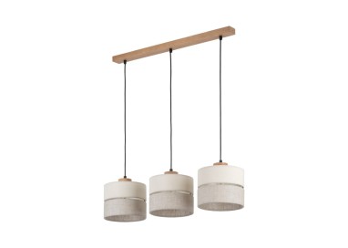 Suspension Eco 3 lumières – pin & noir – en bois – style scandinave