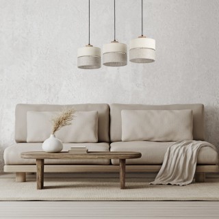 Suspension Eco 3 lumières – pin & noir – en bois – style scandinave