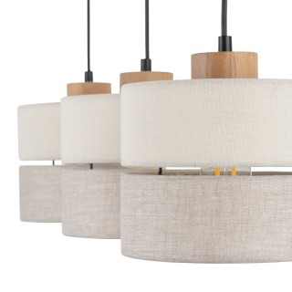 Suspension Eco 3 lumières – pin & noir – en bois – style scandinave