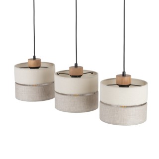 Suspension Eco 3 lumières – pin & noir – en bois – style scandinave