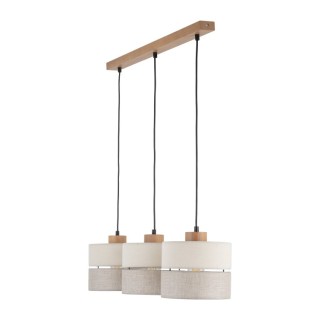 Suspension Eco 3 lumières – pin & noir – en bois – style scandinave