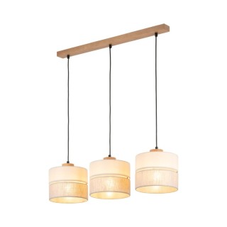 Suspension Eco 3 lumières – pin & noir – en bois – style scandinave