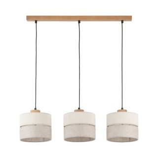 Suspension Eco 3 lumières – pin & noir – en bois – style scandinave