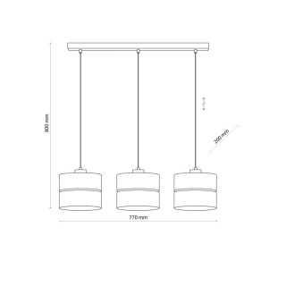 Suspension Eco 3 lumières – pin & noir – en bois – style scandinave