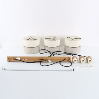 Suspension Eco 3 lumières – pin & noir – en bois – style scandinave