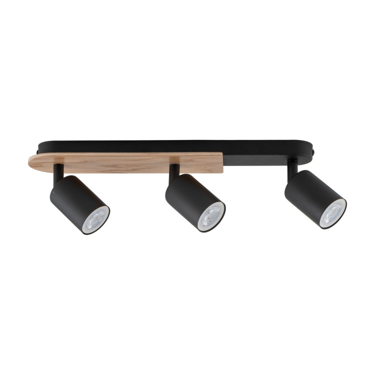 Plafonnier Cover 3 lumières – noix & noir – en métal et bois – style rustique