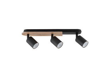 Plafonnier Cover 3 lumières – noix & noir – en métal et bois – style rustique