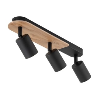 Plafonnier Cover 3 lumières – noix & noir – en métal et bois – style rustique