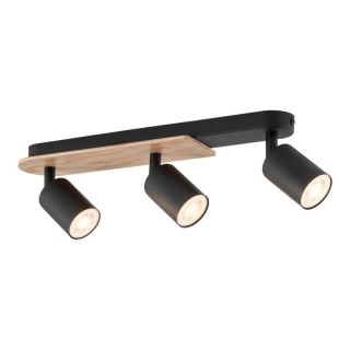 Plafonnier Cover 3 lumières – noix & noir – en métal et bois – style rustique
