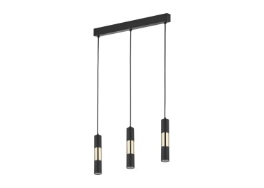 Suspension Vivien 3 lumières – doré & noir – en métal – style moderne