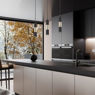 Suspension Vivien 3 lumières – doré & noir – en métal – style moderne