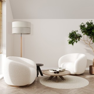 Lampadaire Eco 1 lumière – pin & noir – en métal et bois – style scandinave