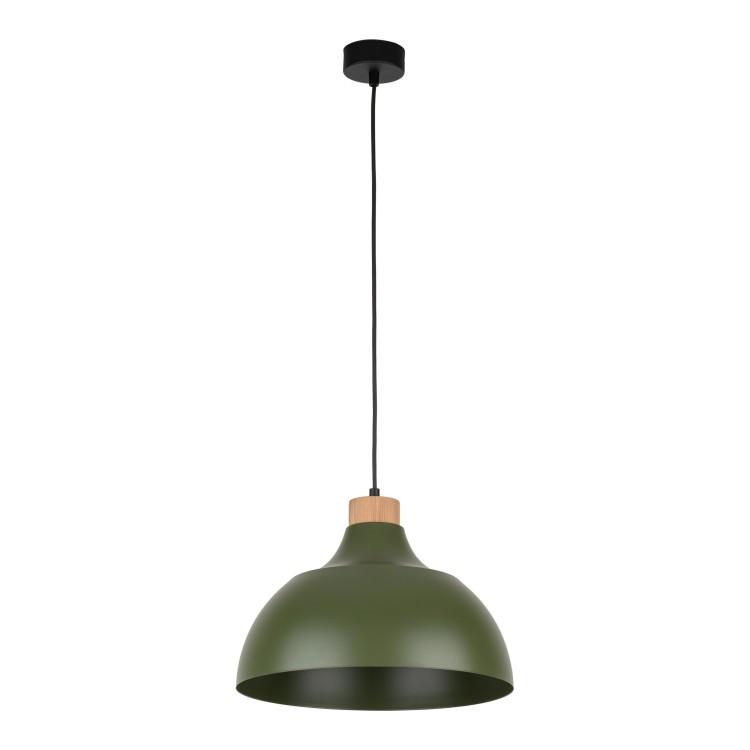 Suspension Cap 1 lumière – vert & pin – en bois – style moderne