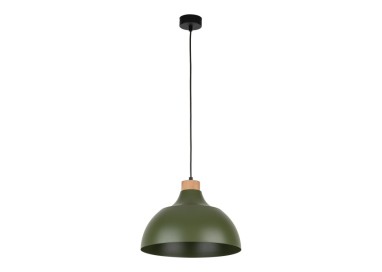 Suspension Cap 1 lumière – vert & pin – en bois – style moderne