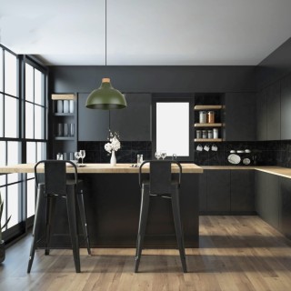 Suspension Cap 1 lumière – vert & pin – en bois – style moderne