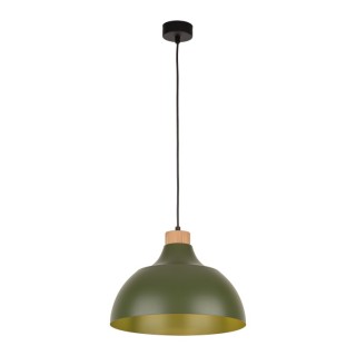 Suspension Cap 1 lumière – vert & pin – en bois – style moderne