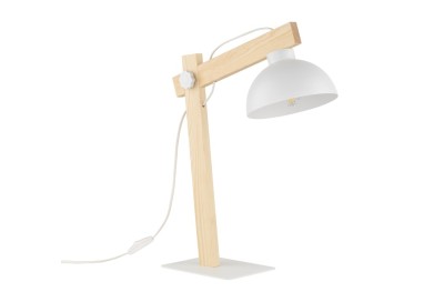 Veilleuse Oslo – blanc & pin – en métal et bois – style industriel