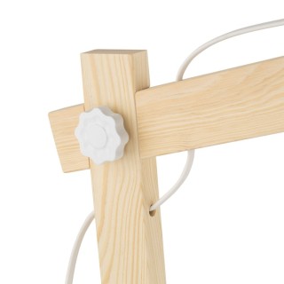 Veilleuse Oslo – blanc & pin – en métal et bois – style industriel