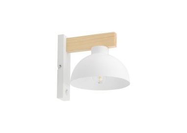 Applique murale Oslo 1 lumière – blanc & pin – en métal et bois – style industriel