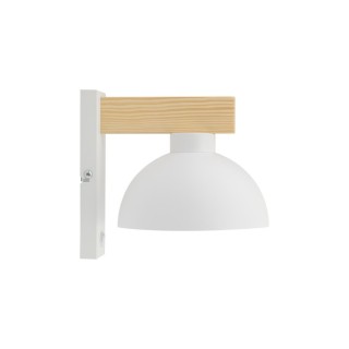 Applique murale Oslo 1 lumière – blanc & pin – en métal et bois – style industriel