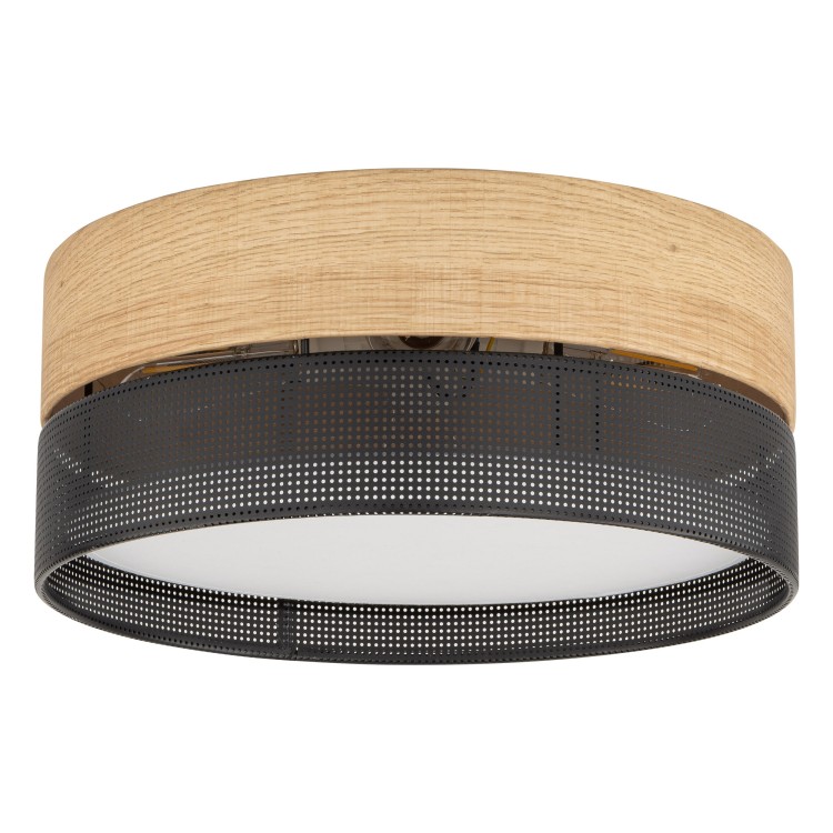 Plafonnier Nicol 4 lumières – blanc & chêne – en métal – style moderne