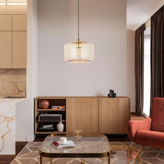 Suspension Alma 1 lumière – doré & noir – en métal – style moderne et chic