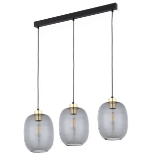 Suspension Delta 3 lumières – doré & noir – en métal – style moderne et chic