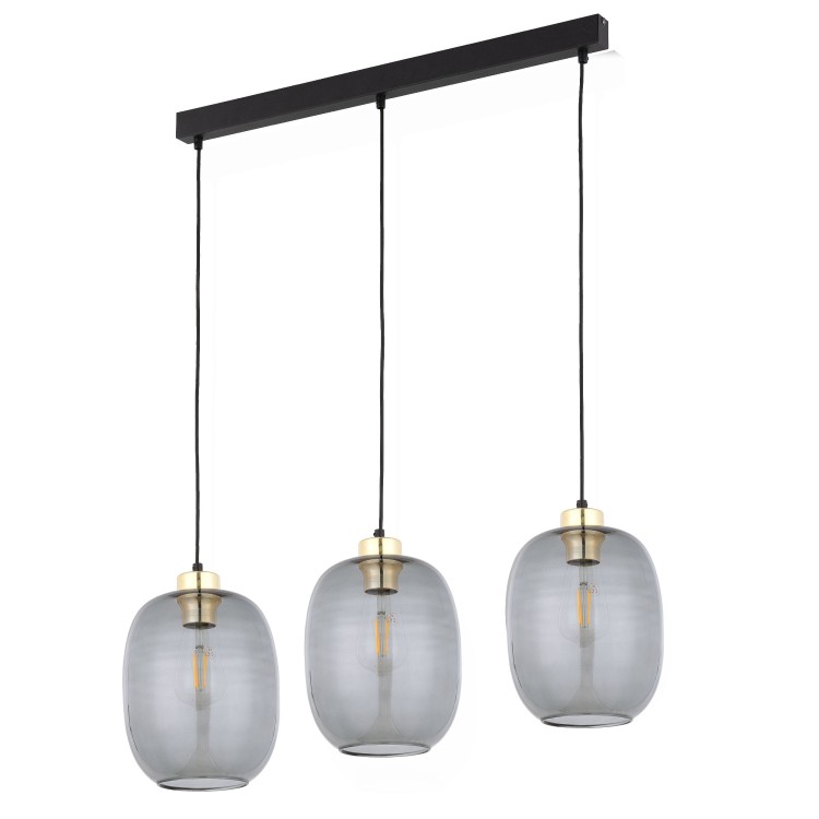 Suspension Delta 3 lumières – doré & noir – en métal – style moderne et chic