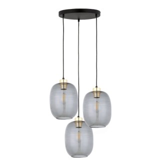 Suspension Delta 3 lumières – doré & noir – en métal – style moderne et chic