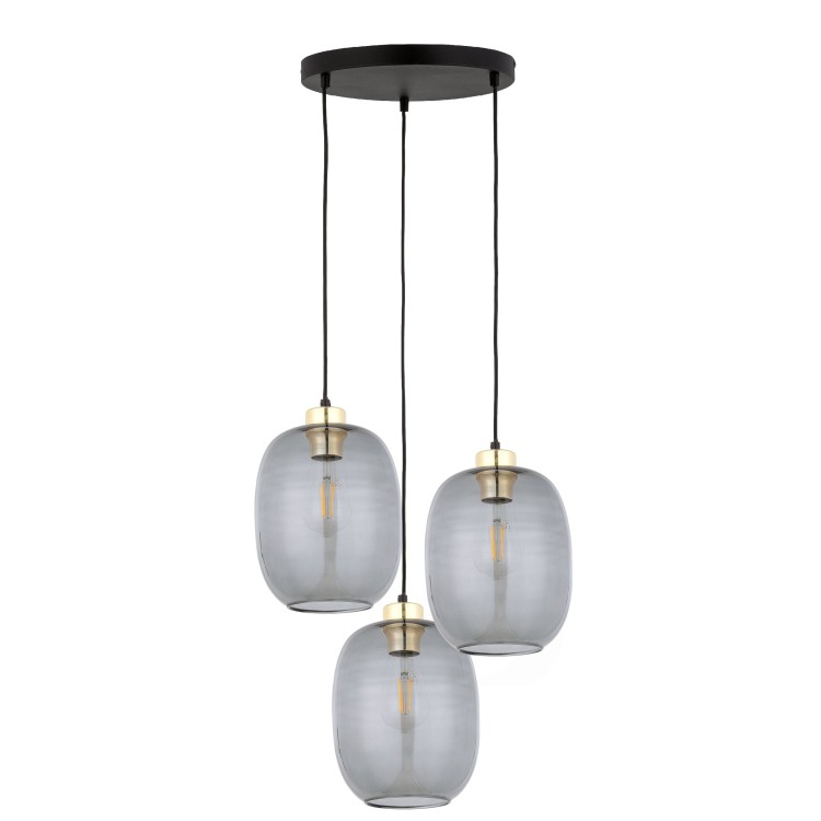 Suspension Delta 3 lumières – doré & noir – en métal – style moderne et chic