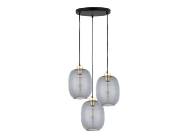 Suspension Delta 3 lumières – doré & noir – en métal – style moderne et chic