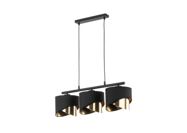 Suspension Grant 3 lumières – noir – en métal – style moderne et chic