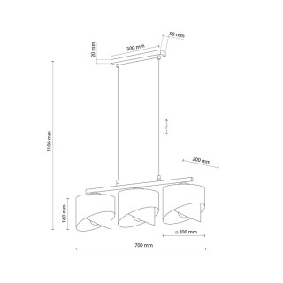 Suspension Grant 3 lumières – noir – en métal – style moderne et chic