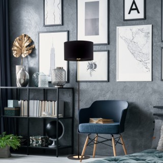 Lampadaire Lord 1 lumière – doré & noir – en métal – style classique et chic