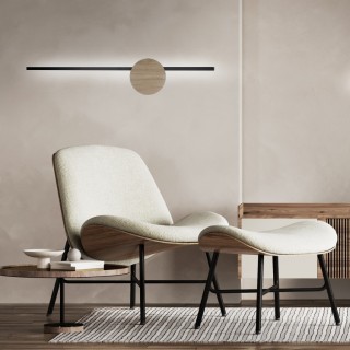 Applique murale Java 1 lumière – noir – en métal et bois – style moderne