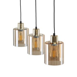 Suspension Sierra 3 lumières – doré & noir – en métal – style moderne