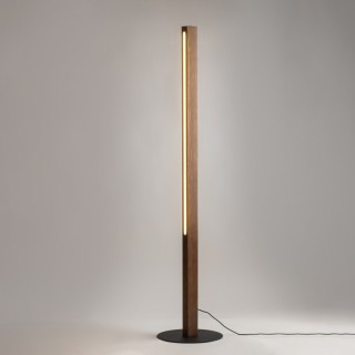 Lampadaire Teo – noix & noir – en métal et bois – style moderne