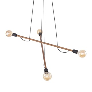 Suspension Helix 4 lumières – noix & noir – en métal et bois – style moderne
