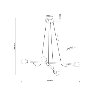 Suspension Helix 4 lumières – noix & noir – en métal et bois – style moderne