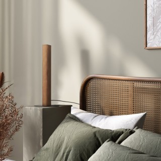 Veilleuse Teo – noix & noir – en métal et bois – style moderne et loft