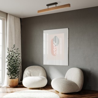 Plafonnier Teo – noix & noir – en métal et bois – style moderne et loft