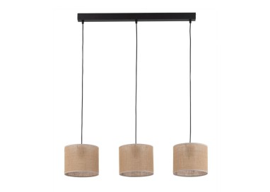 Suspension Juta 3 lumières – noir – en métal – style bohème