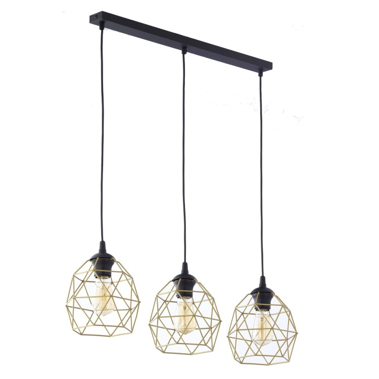 Suspension Galaxy 3 lumières – noir – en métal – style loft
