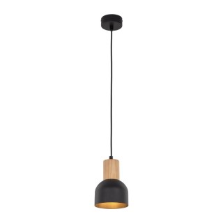 Suspension Cairo 1 lumière – pin & noir – en métal et bois – style moderne