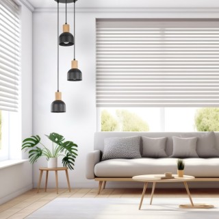 Suspension Cairo 3 lumières – pin & noir – en métal et bois – style moderne