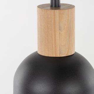 Suspension Cairo 3 lumières – pin & noir – en métal et bois – style moderne