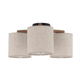 Plafonnier Deva 3 lumières – pin & noir – en métal et bois – style moderne