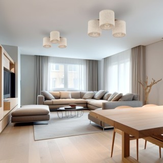 Plafonnier Deva 3 lumières – pin & noir – en métal et bois – style moderne